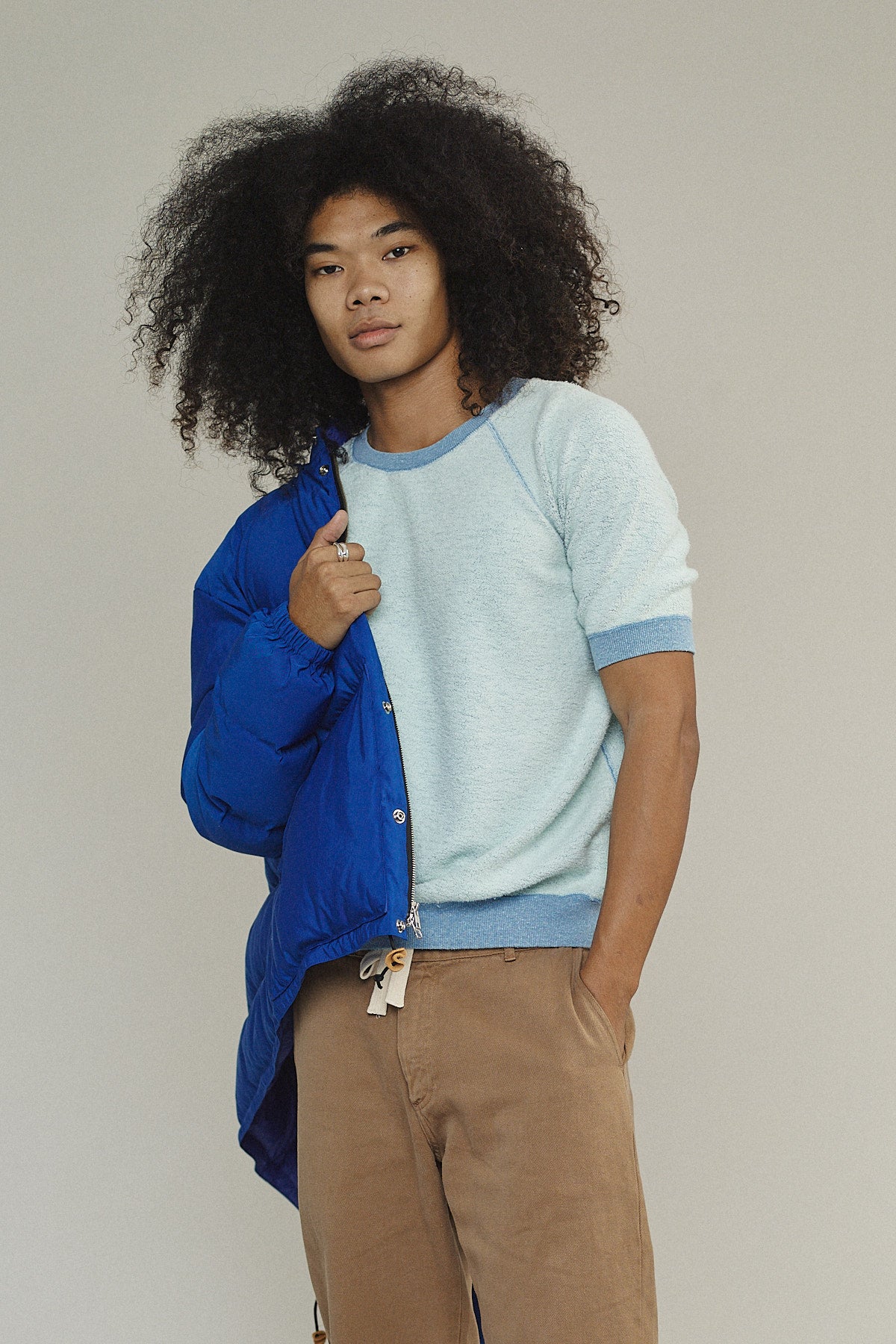 Heathered Short Sleeve Raglan Sherpa Sweatshirt